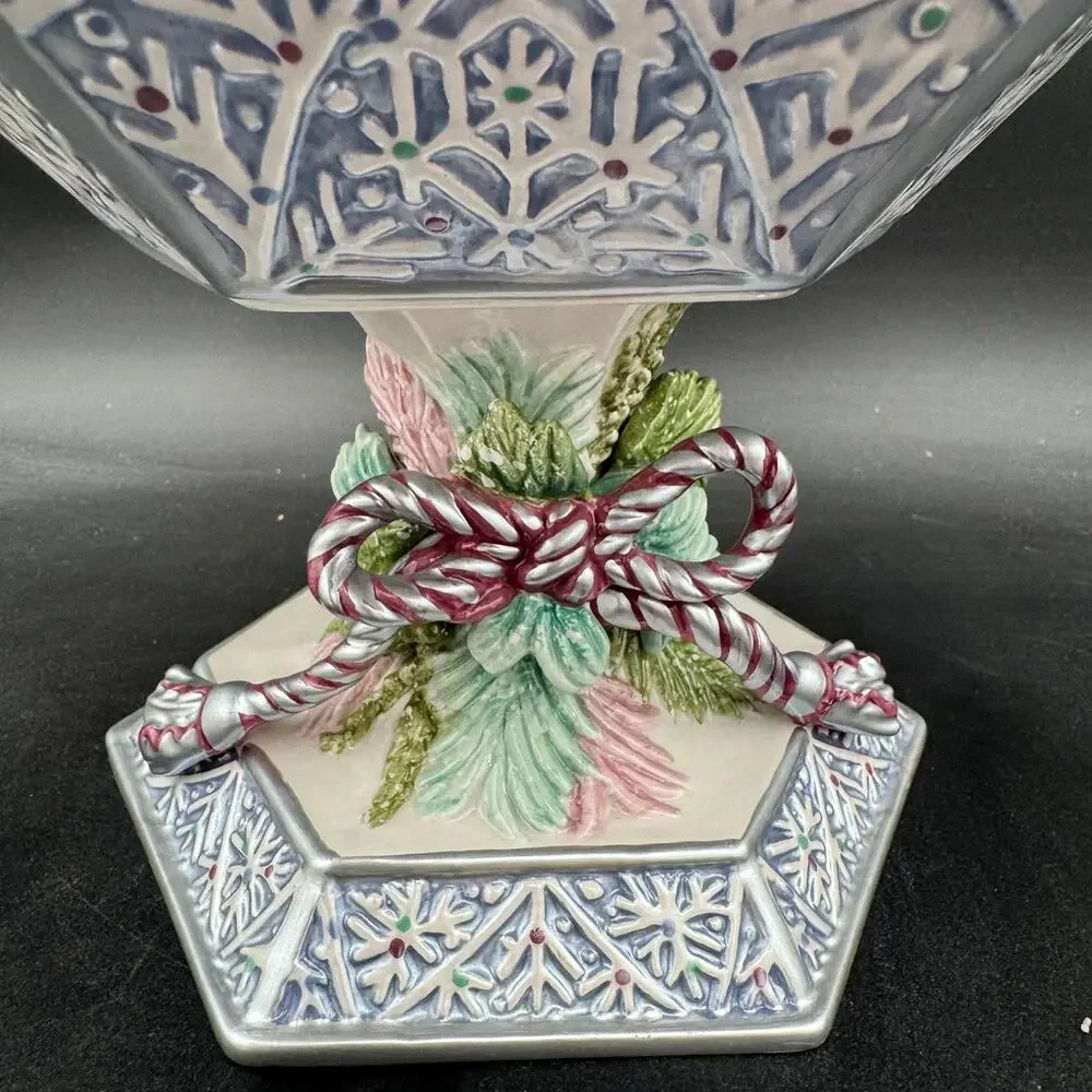 Fitz and Floyd Crystal Winter Round Compote 6.5
